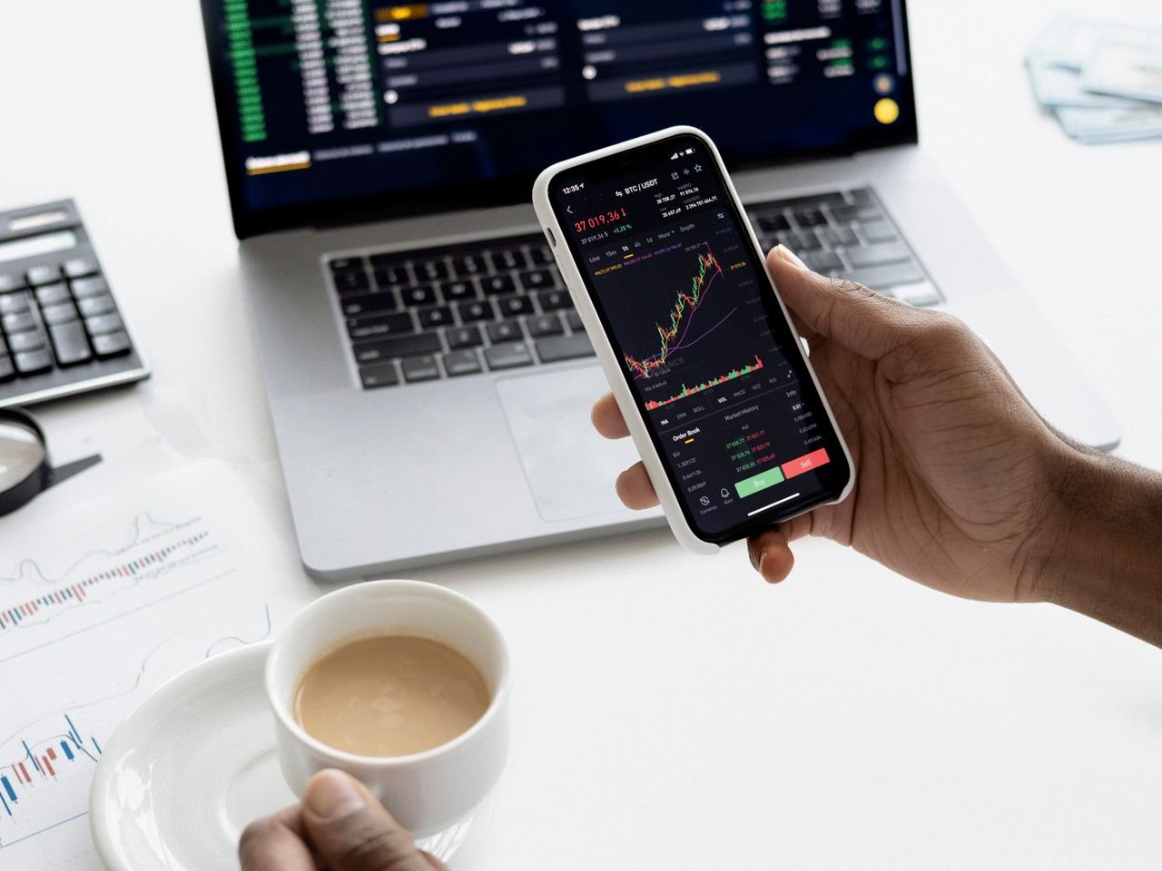 Professional trader analyzing market data